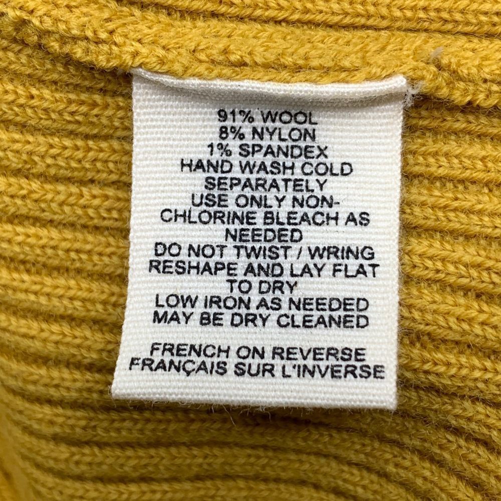 Anthropologie Moth Van Wrinkle Ruffle Neck Yellow Wool Polka Dot Cardigan Size L - Picture 8 of 12